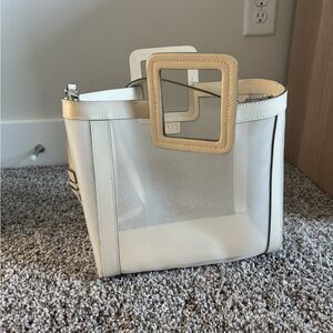 Staud Shirley mesh tote bag cream
